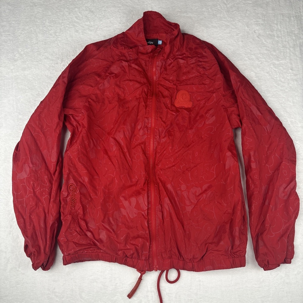 Cookies SF Red Jacket Mens Large Lightweight Zip Jacket Streetwear Windbreaker
